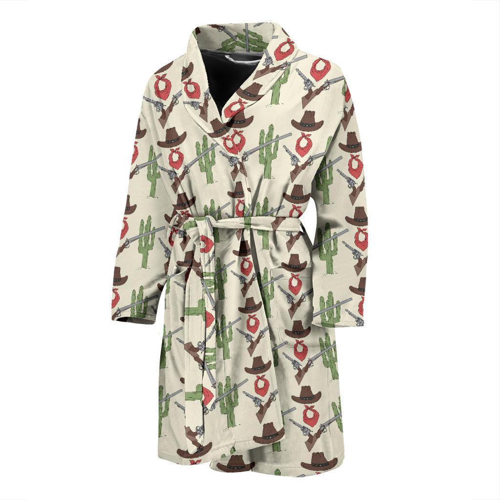 Western Cowboy Print Men Bath Robe-JTAMIGO.COM