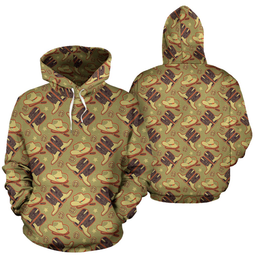 Western Cowboy Themed Pullover Hoodie