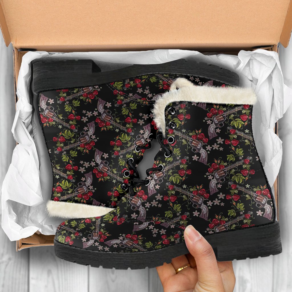 Western Design Faux Fur Leather Boots-JTAMIGO.COM