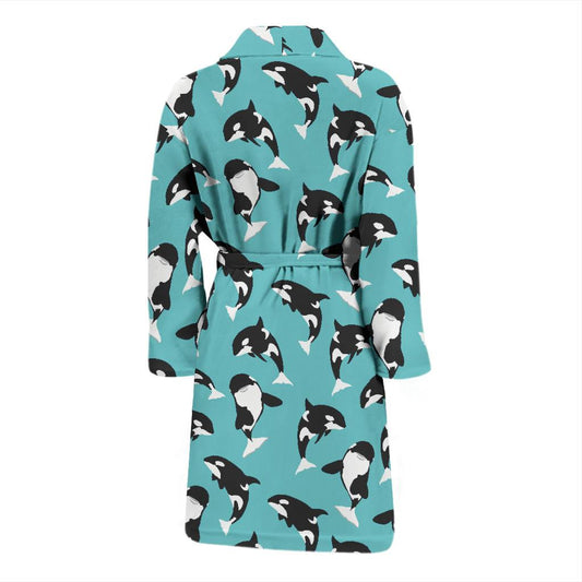 Whale Action Design Themed Print Men Bath Robe-JTAMIGO.COM
