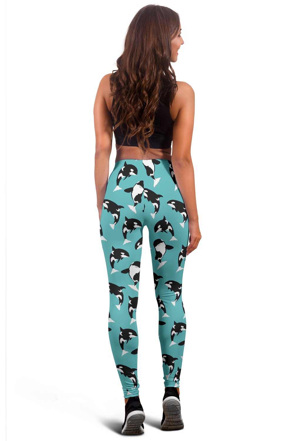 Whale Action Design Themed Print Women Leggings