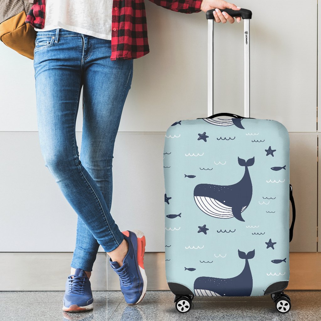 Whale Cute Design Themed Print Luggage Cover Protector