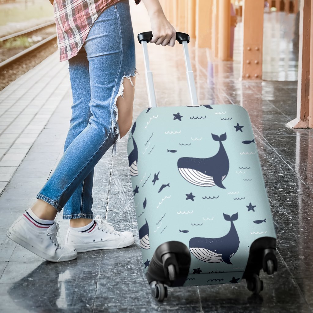 Whale Cute Design Themed Print Luggage Cover Protector