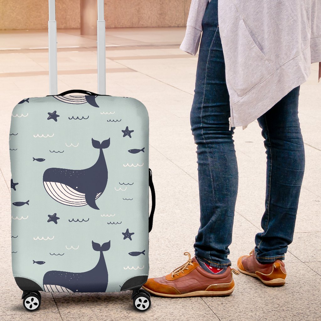Whale Cute Design Themed Print Luggage Cover Protector