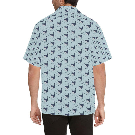 Whale Cute Design Themed Print Men Aloha Hawaiian Shirt