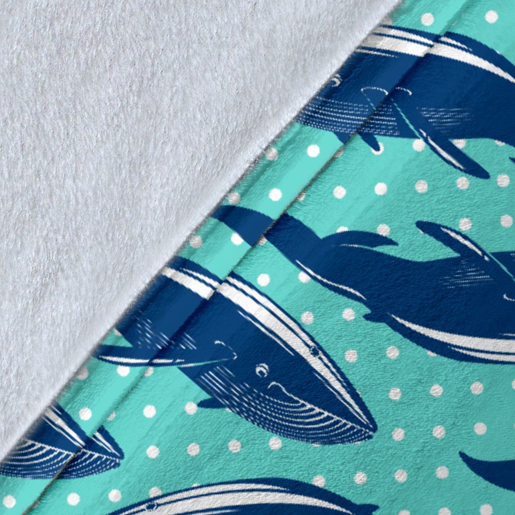 Whale Polka Dot Design Themed Print Fleece Blanket