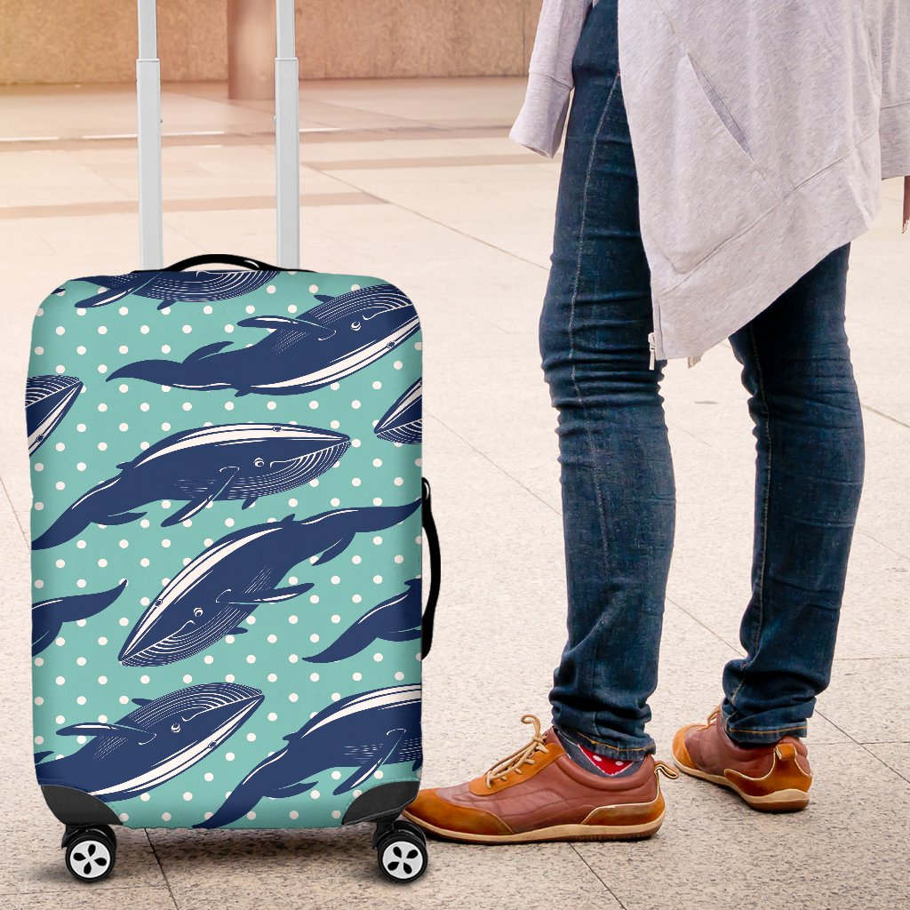 Whale Polka Dot Design Themed Print Luggage Cover Protector