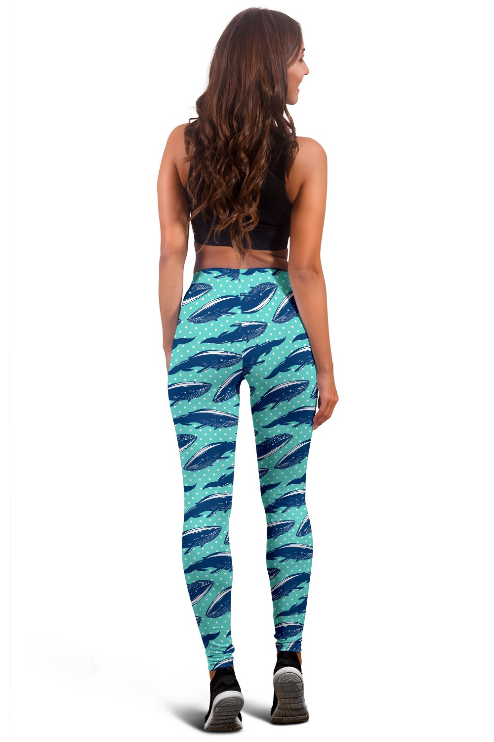 Whale Polka Dot Design Themed Print Women Leggings