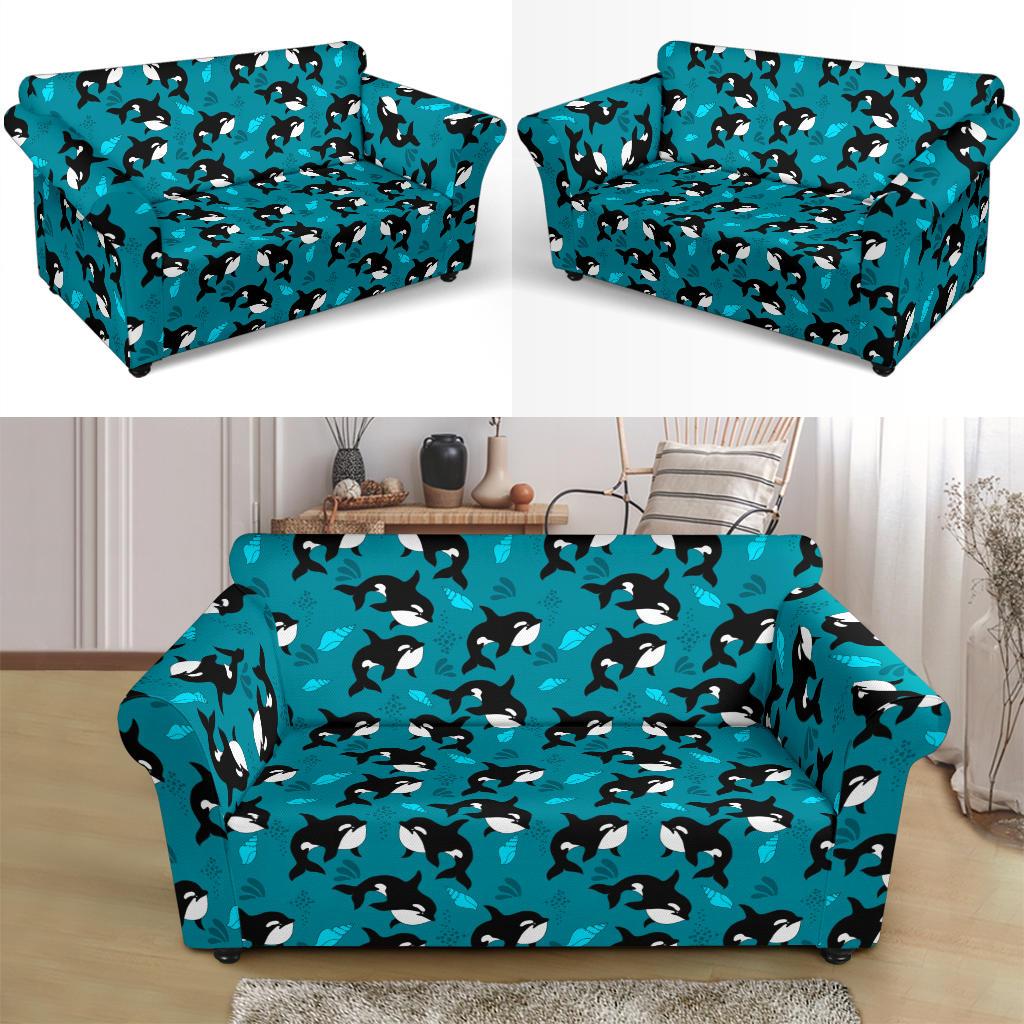 Whale Sea Design Themed Print Loveseat Slipcover-JTAMIGO.COM