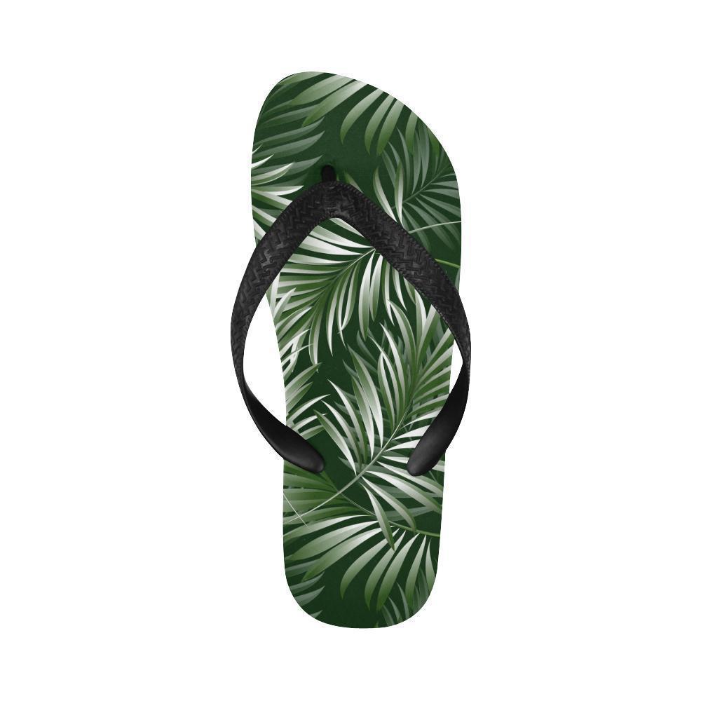 White Green Tropical Palm Leaves Flip Flops-JTAMIGO.COM