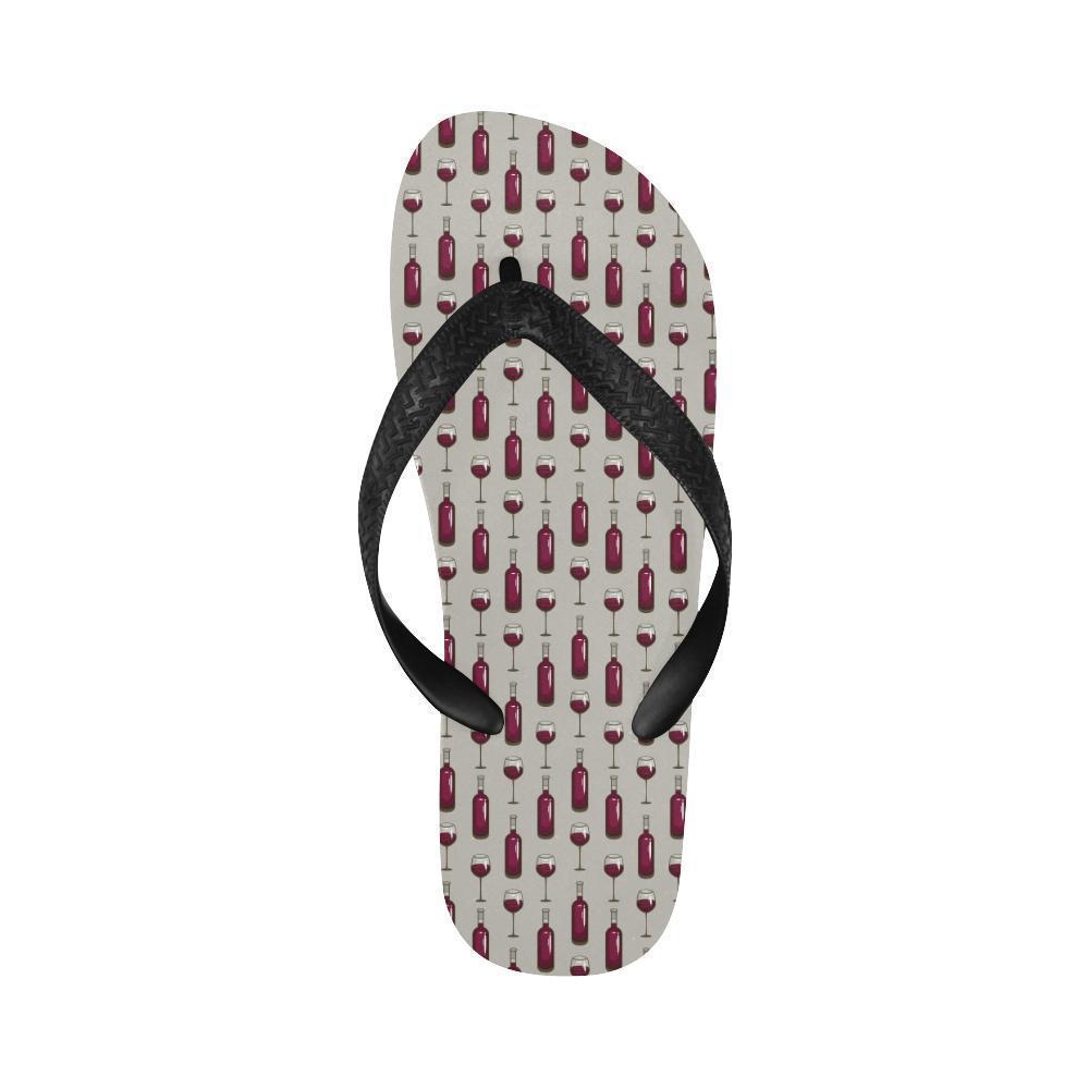 Wine Bottle Pattern Print Flip Flops-JTAMIGO.COM