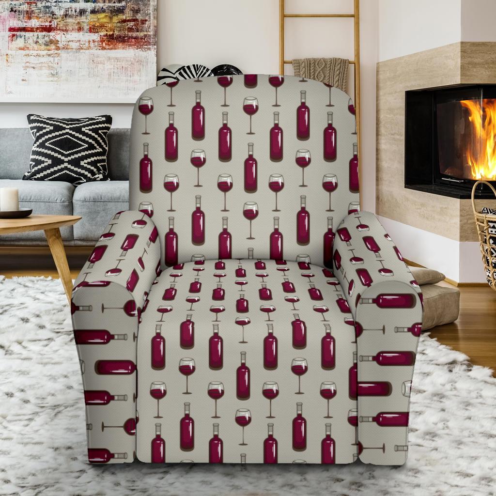 Wine Bottle Pattern Print Single Sofa Slipcover -JTAMIGO.COM