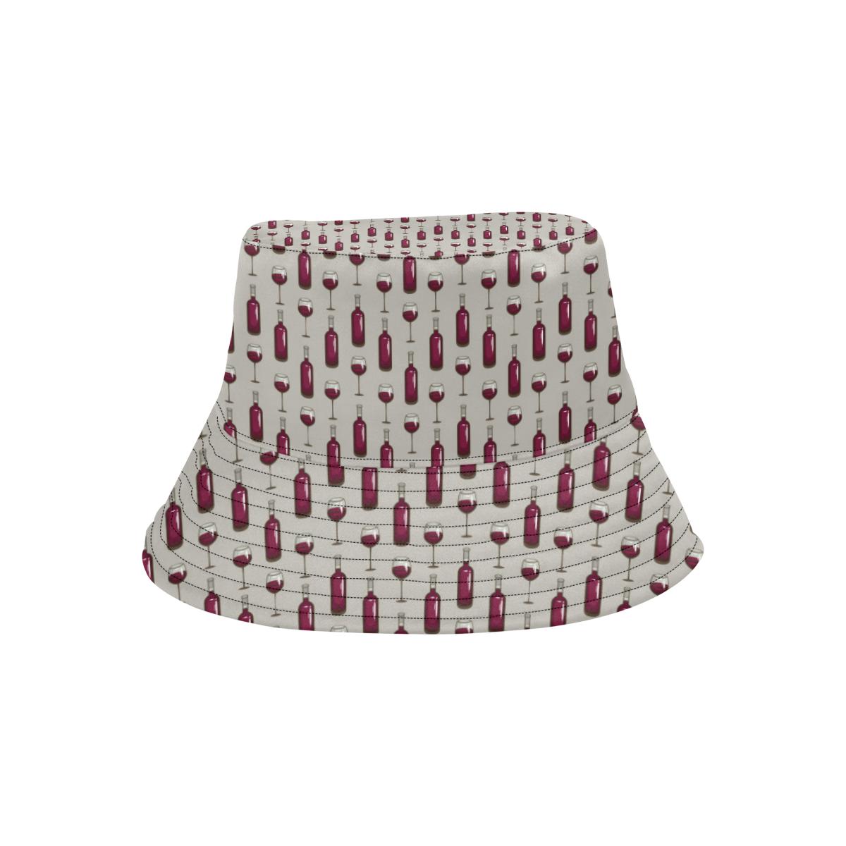 Wine Bottle Pattern Print Unisex Bucket Hat