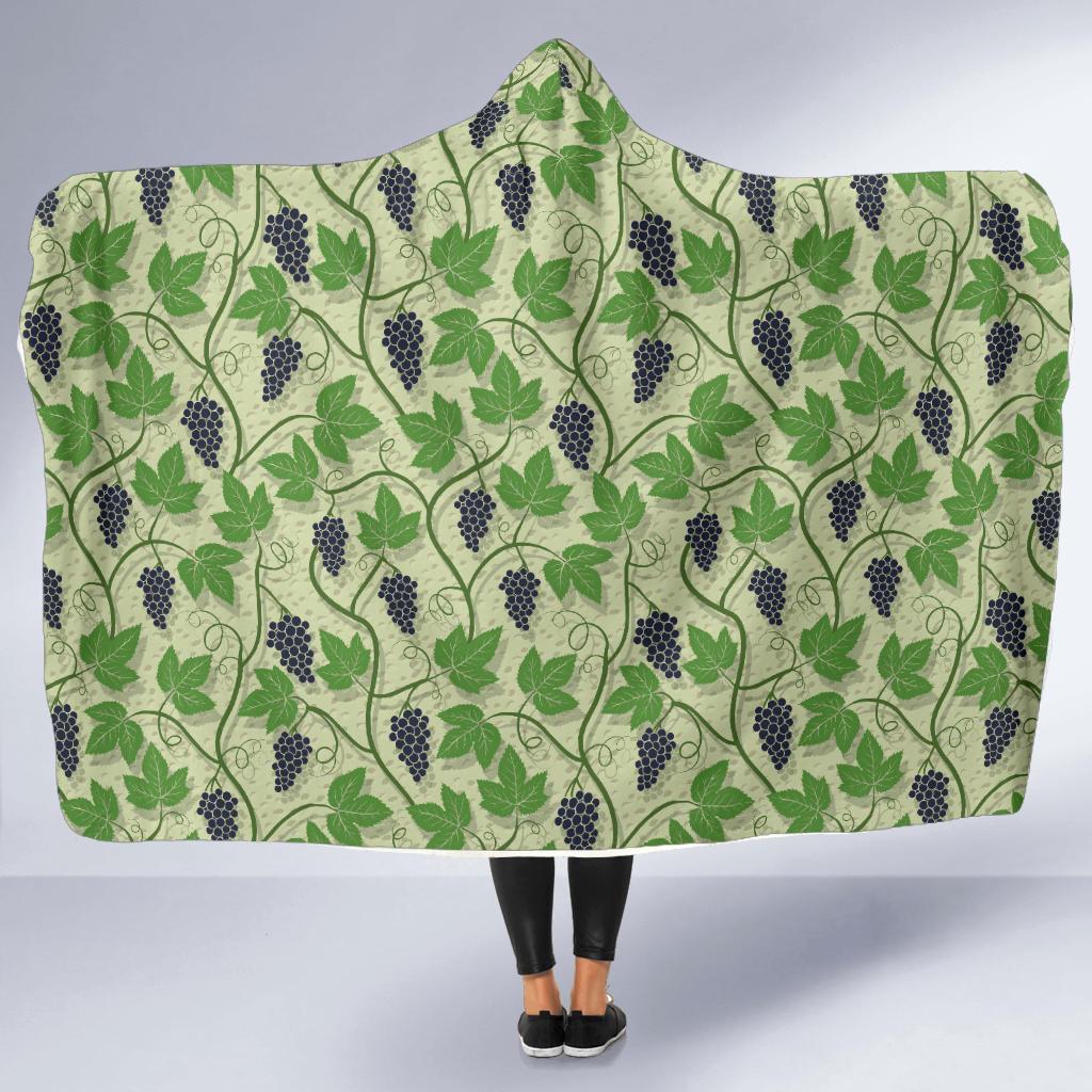 Wine Grape Thmed Print Hooded Blanket-JTAMIGO.COM