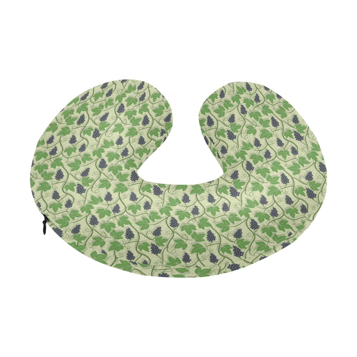 Wine Grape Thmed Print U-Shaped Travel Neck Pillow-JTAMIGO.COM