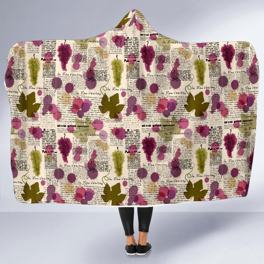 Wine Style Design Print Hooded Blanket-JTAMIGO.COM