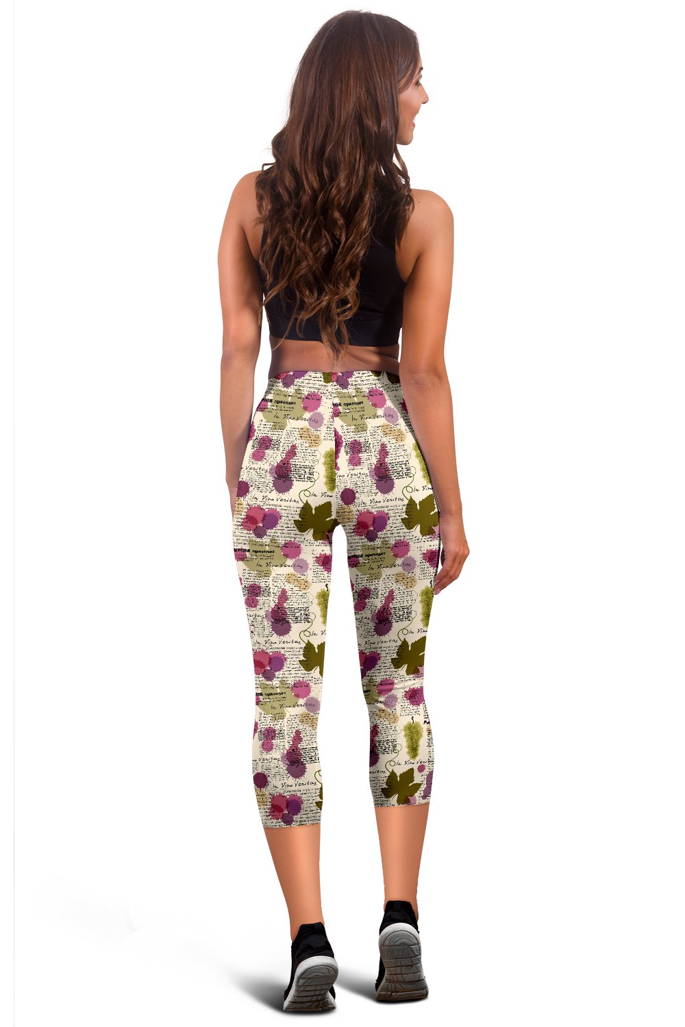 Wine Style Design Print Women Capris
