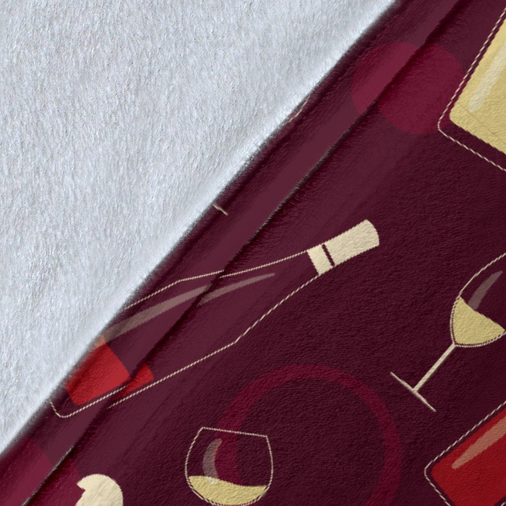 Wine Themed Pattern Print Fleece Blanket