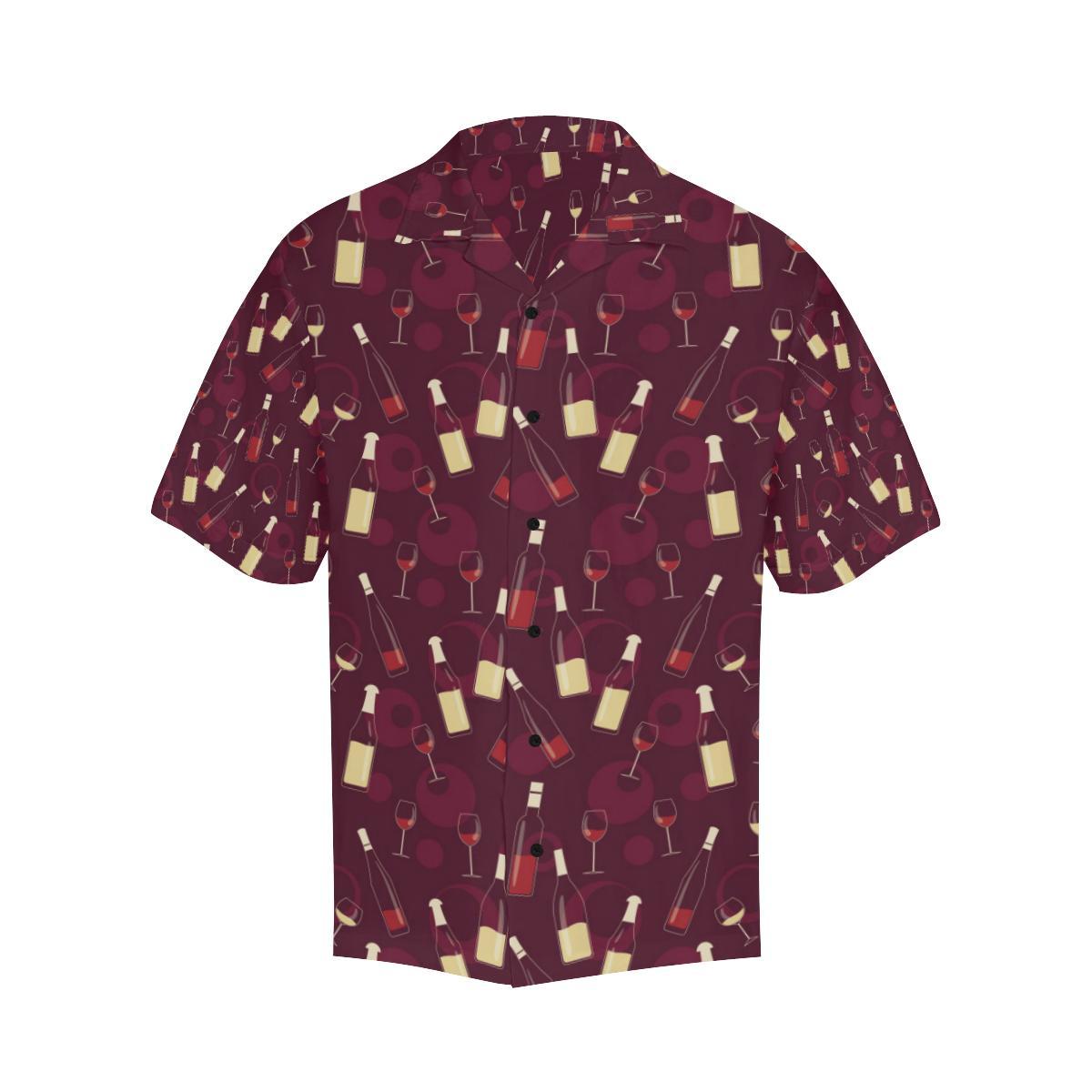 Wine Themed Pattern Print Men Aloha Hawaiian Shirt