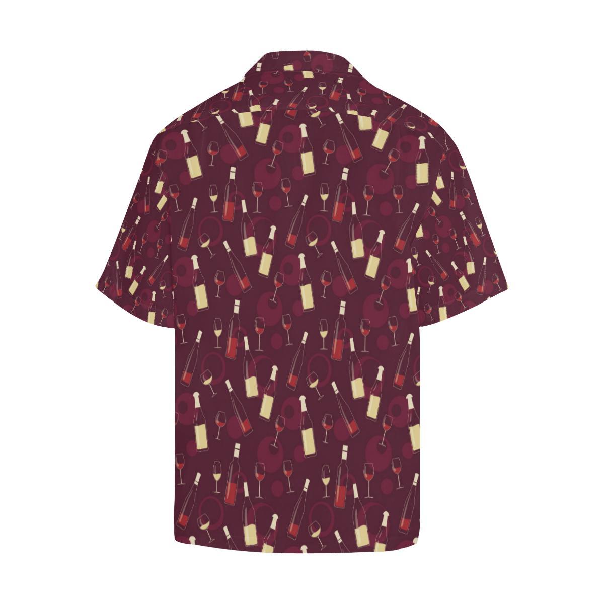 Wine Themed Pattern Print Men Aloha Hawaiian Shirt