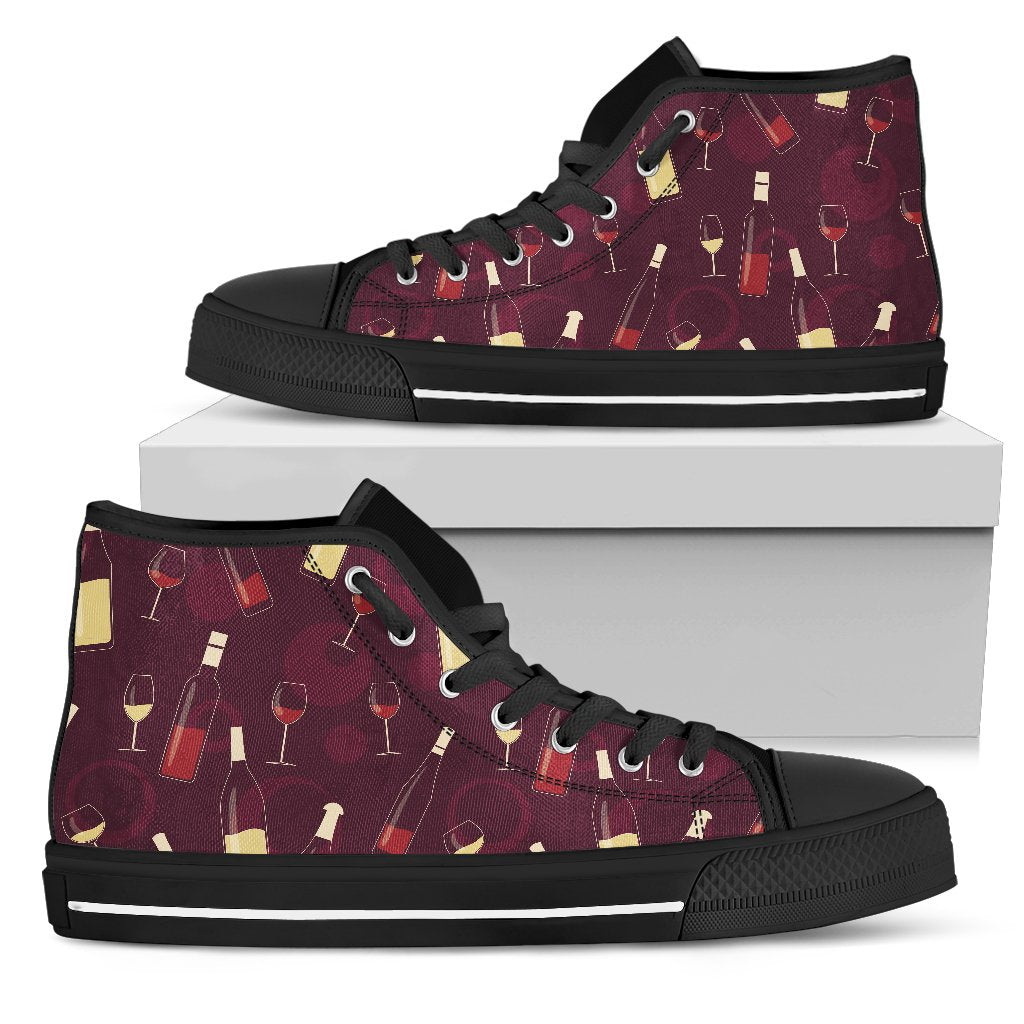 Wine Themed Pattern Print Women High Top Shoes