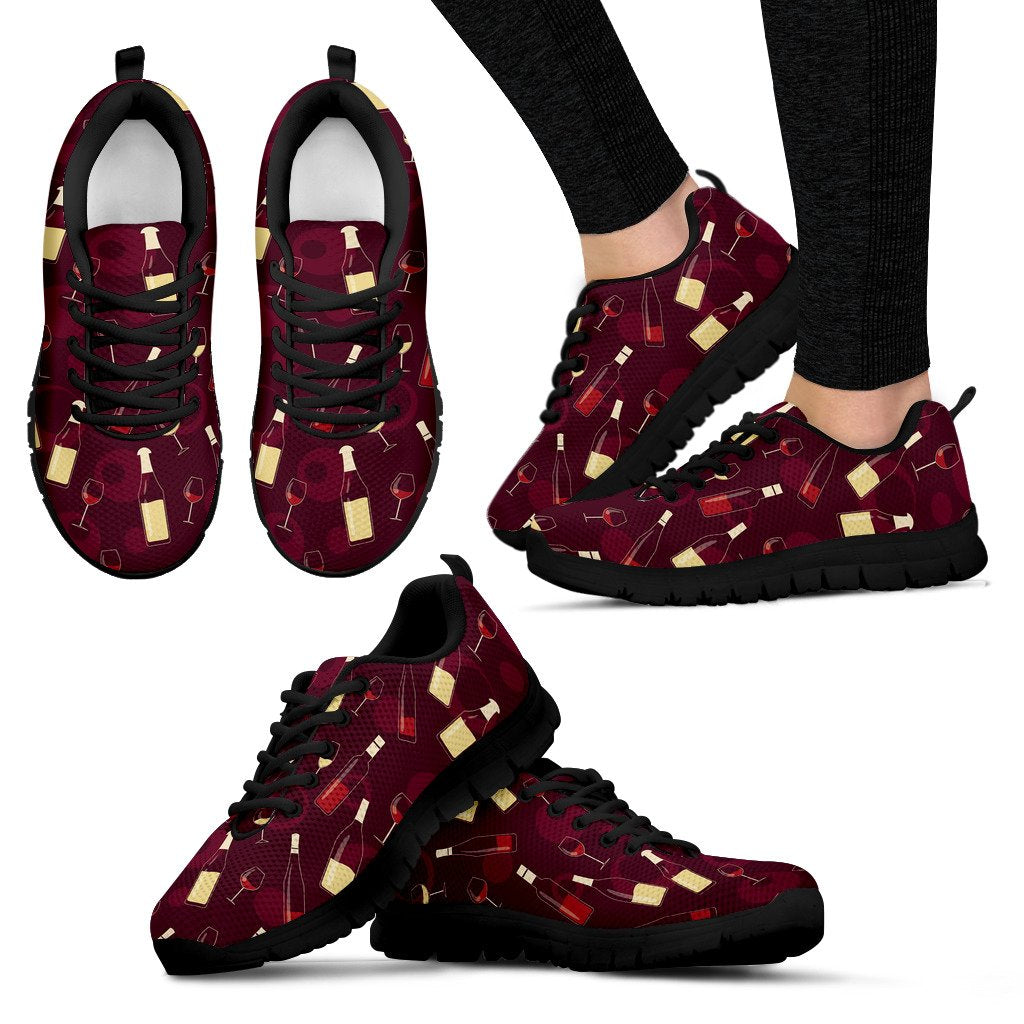 Wine Themed Pattern Print Women Sneakers Shoes