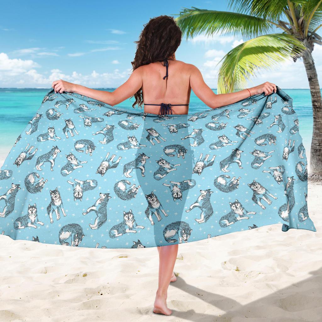 Wolf Design Print Pattern Sarong Pareo Wrap