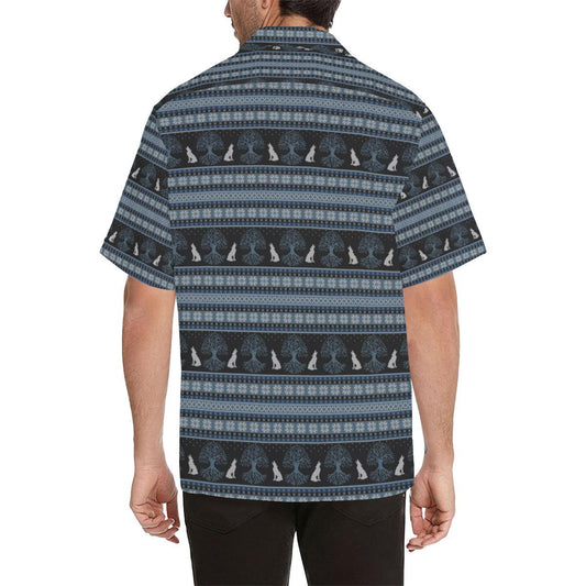 Wolf Tree of Life Knit Design Print Men Aloha Hawaiian Shirt