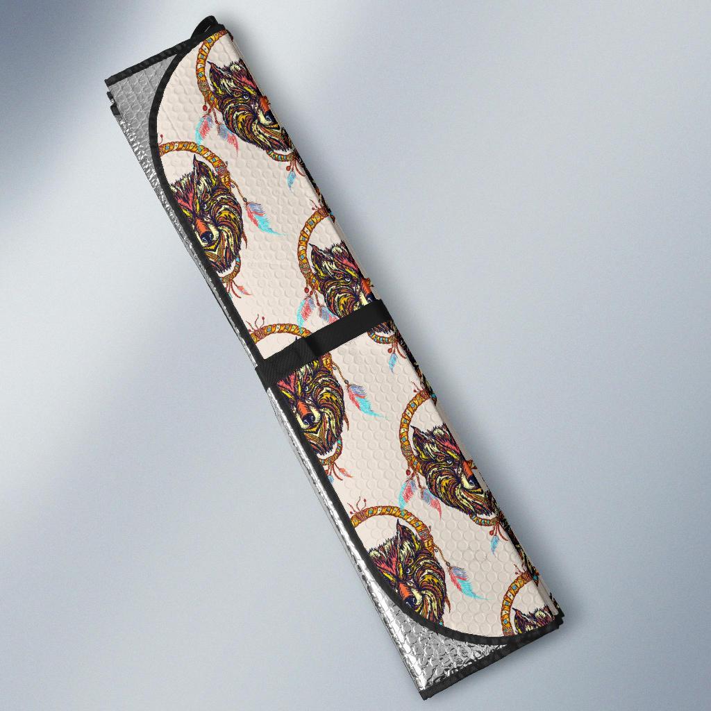 Wolf Tribal Dream Catcher Design Print Car Sun Shade For Windshield