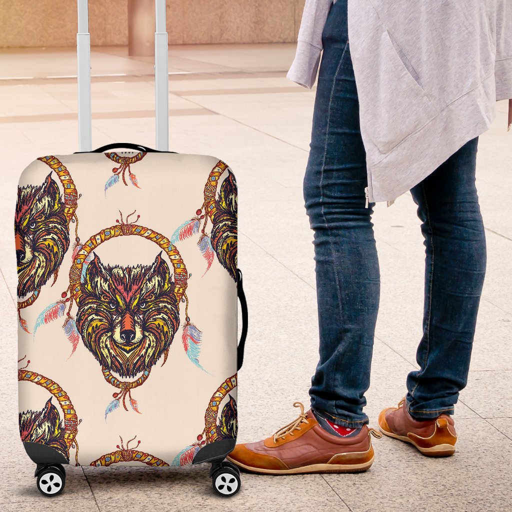 Wolf Tribal Dream Catcher Design Print Luggage Cover Protector