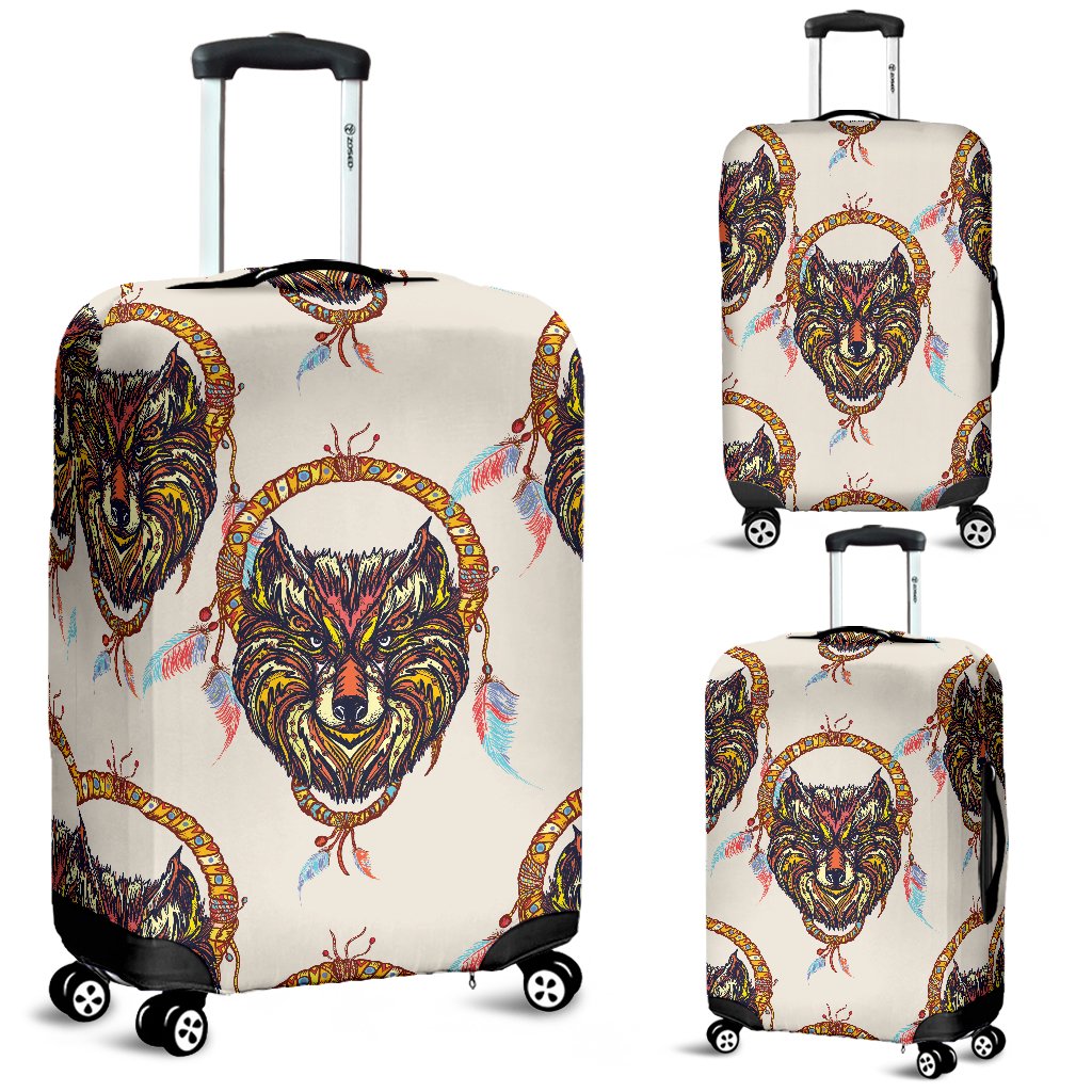 Wolf Tribal Dream Catcher Design Print Luggage Cover Protector