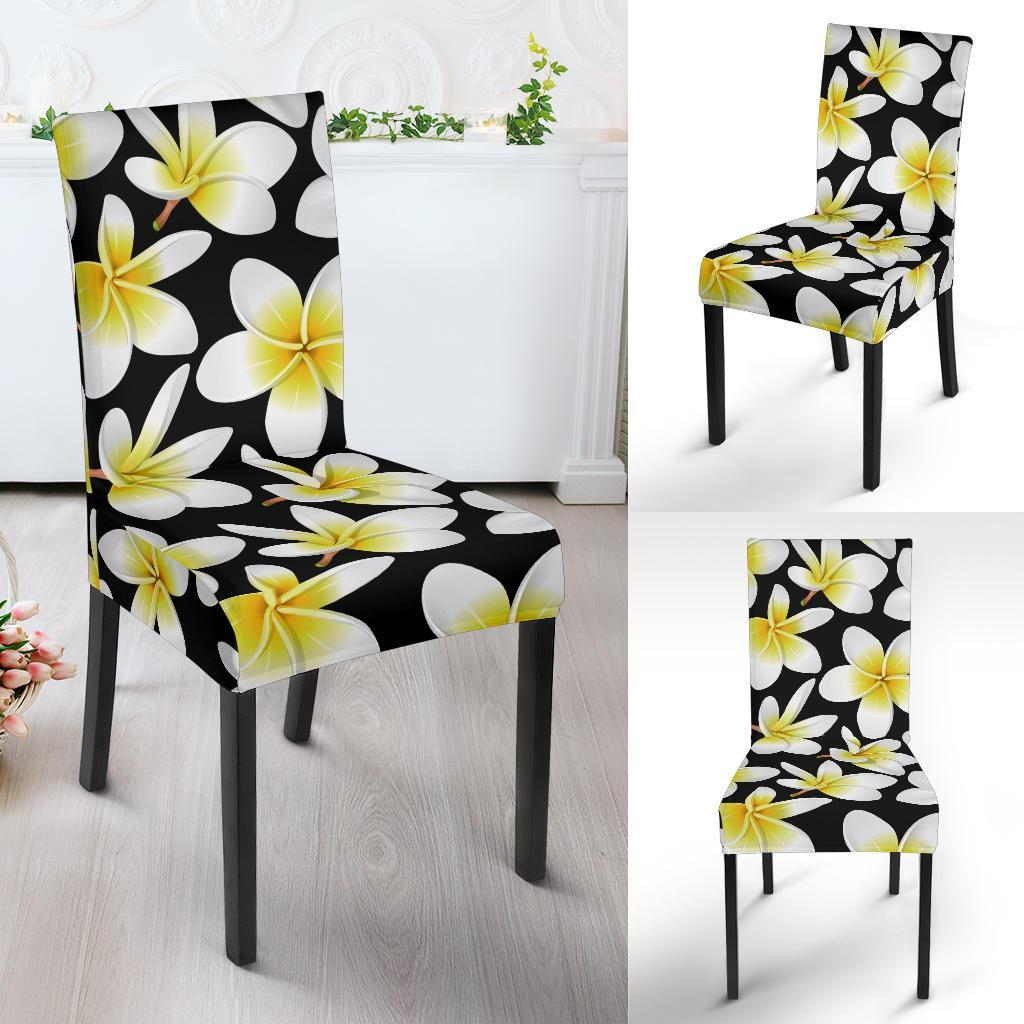 Yellow Plumeria Hawaiian Flowers Dining Chair Slipcover-JTAMIGO.COM