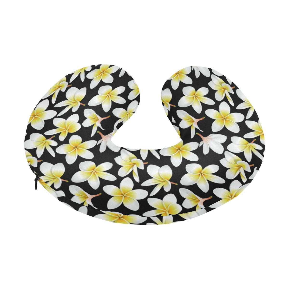 Yellow Plumeria Hawaiian Flowers U-Shaped Travel Neck Pillow-JTAMIGO.COM