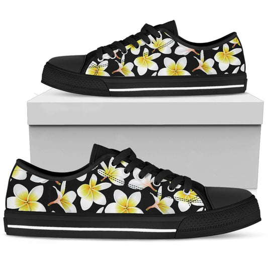 Yellow Plumeria Hawaiian Flowers Women Low Top Shoes-JTAMIGO.COM