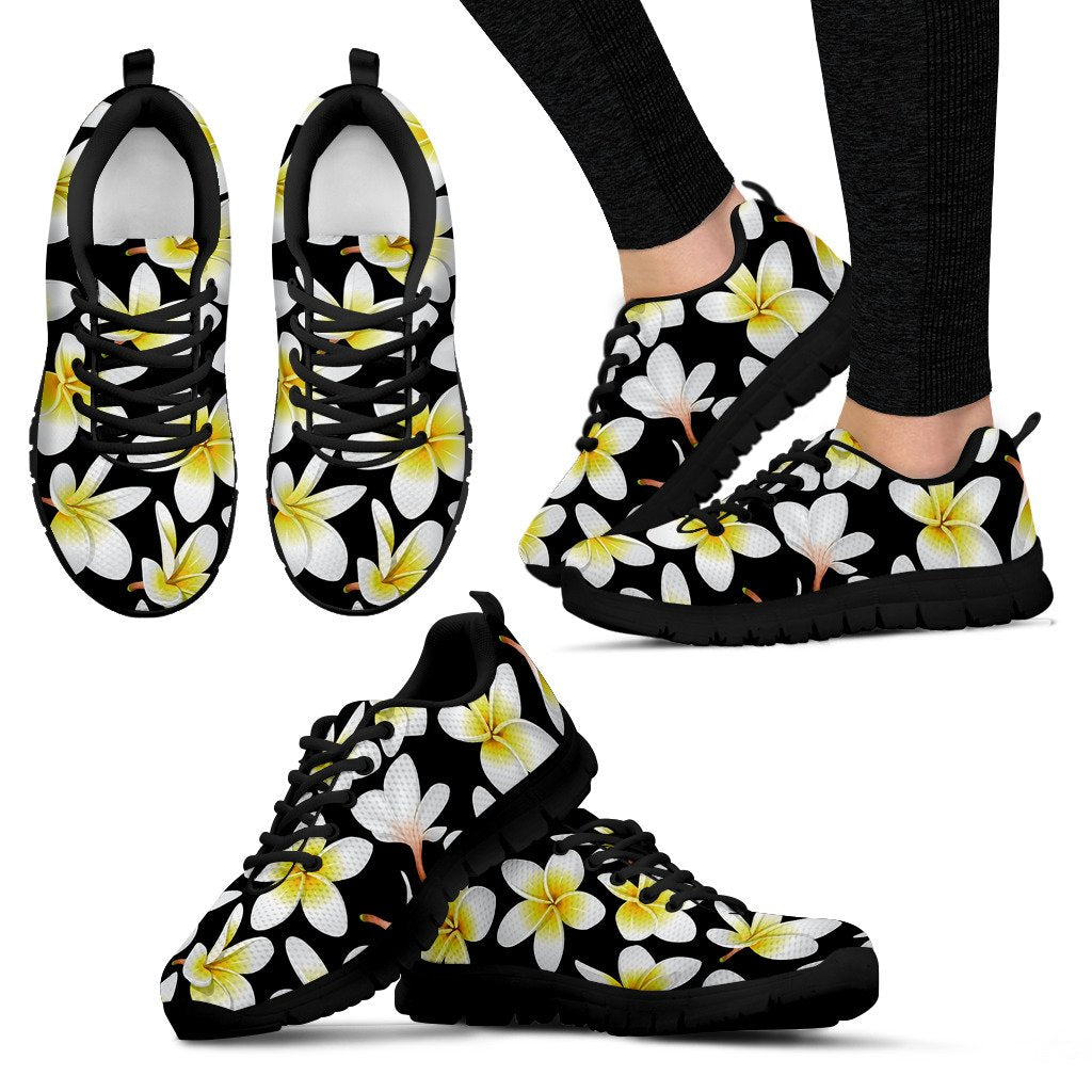 Yellow Plumeria Hawaiian Flowers Women Sneakers Shoes