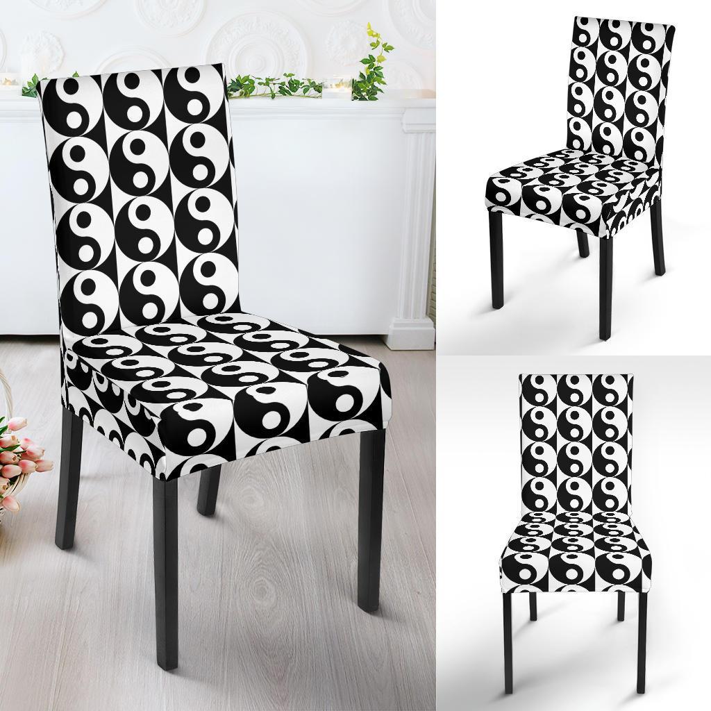 Yin Yang Classic Pattern Design Print Dining Chair Slipcover-JTAMIGO.COM