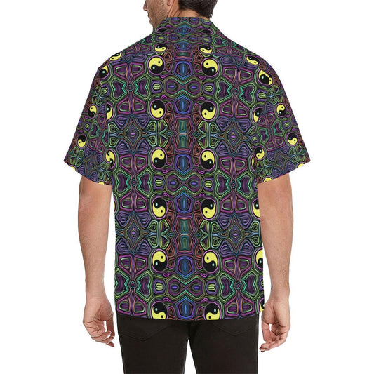 Yin Yang Neon Color Design Print Men Aloha Hawaiian Shirt