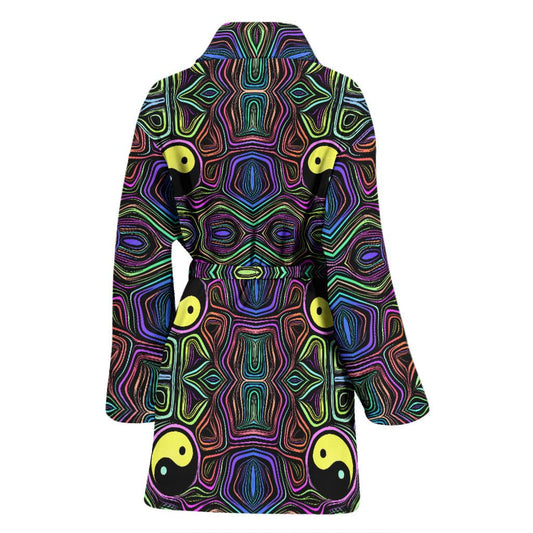 Yin Yang Neon Color Design Print Women Bath Robe-JTAMIGO.COM
