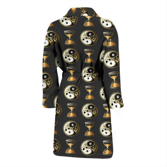 Yin Yang Skull Themed Design Print Men Bath Robe-JTAMIGO.COM