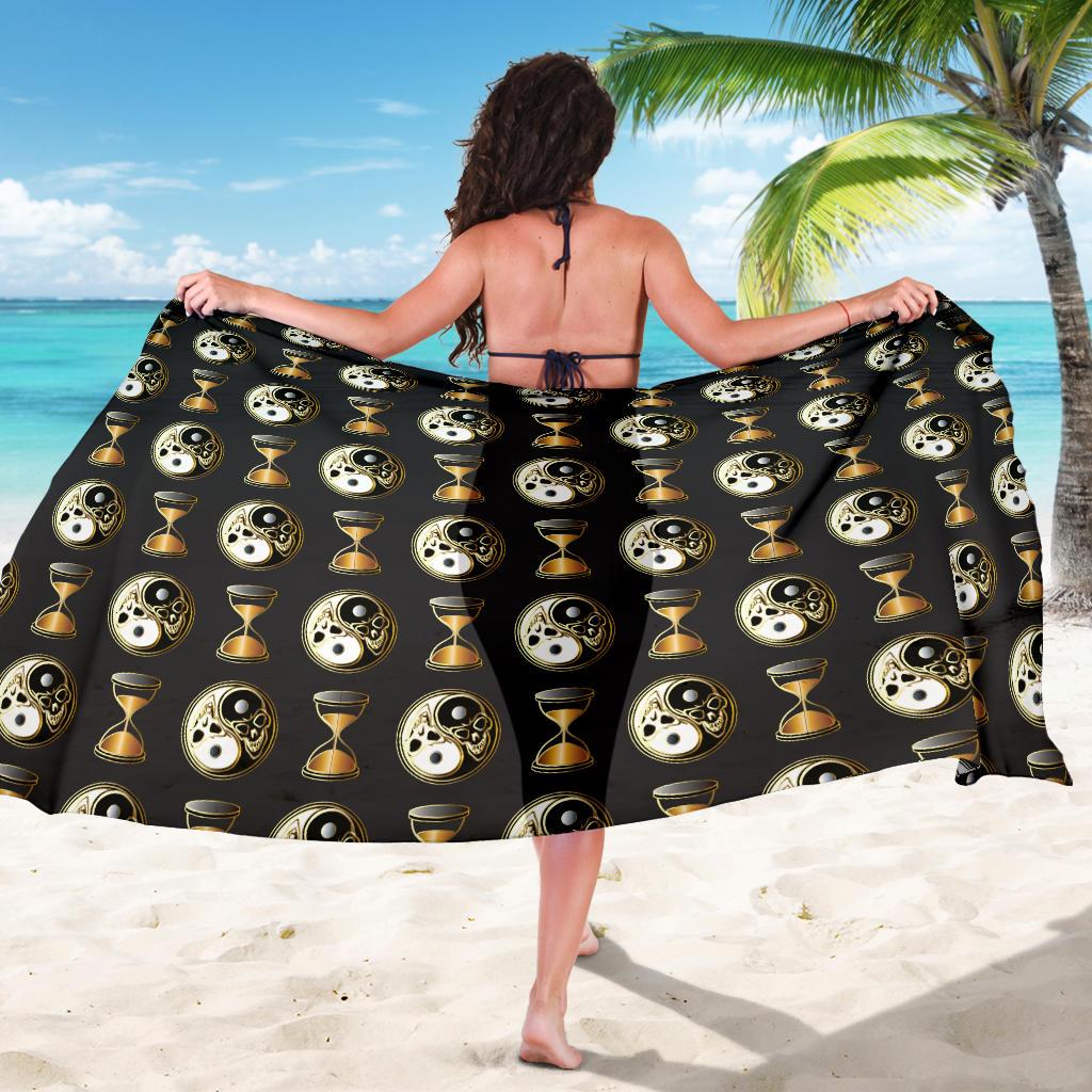 Yin Yang Skull Themed Design Print Sarong Pareo Wrap