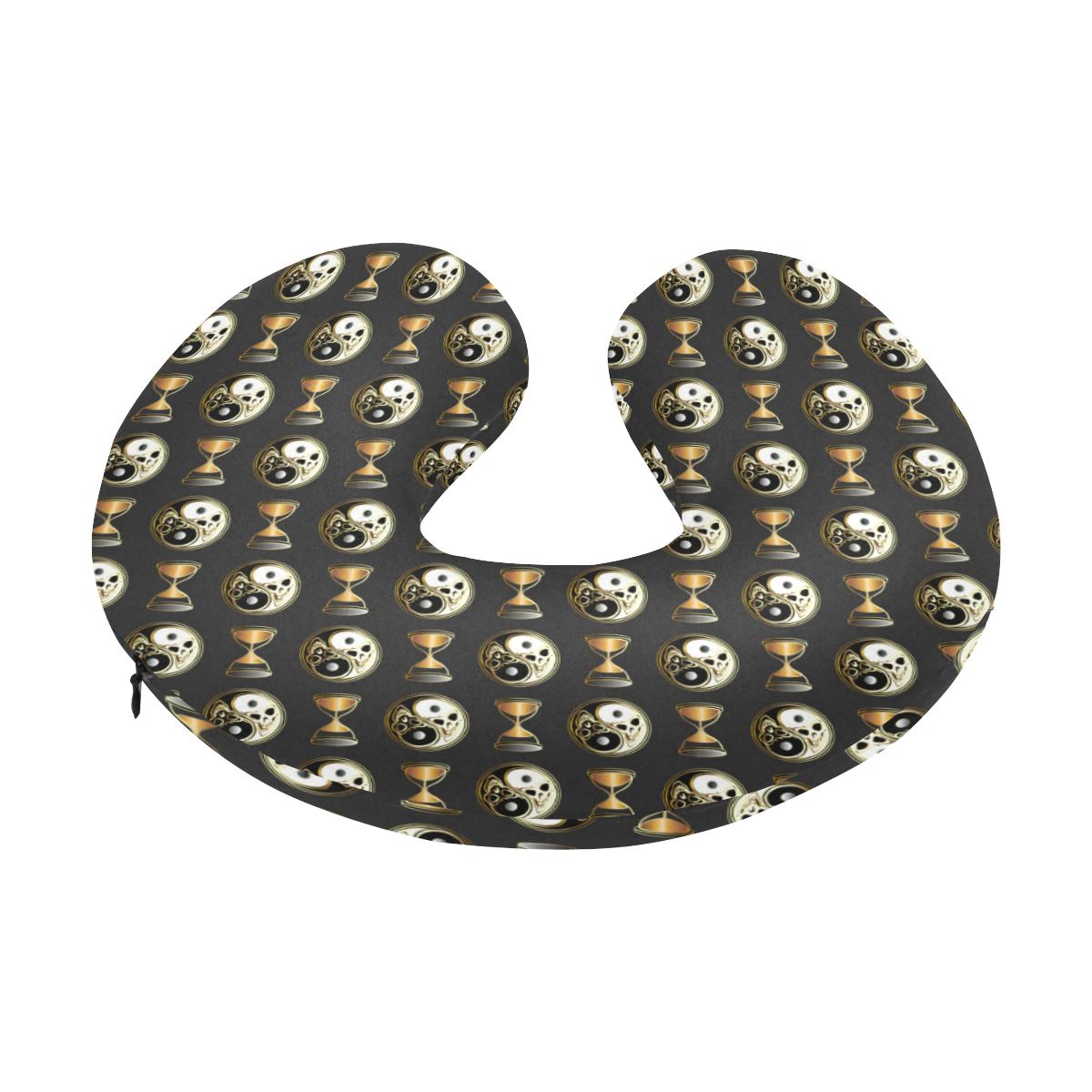 Yin Yang Skull Themed Design Print U-Shaped Travel Neck Pillow-JTAMIGO.COM