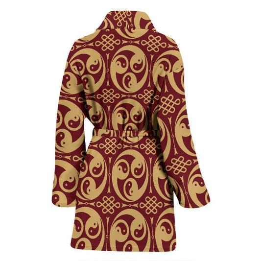 Yin Yang Style Pattern Design Print Women Bath Robe-JTAMIGO.COM