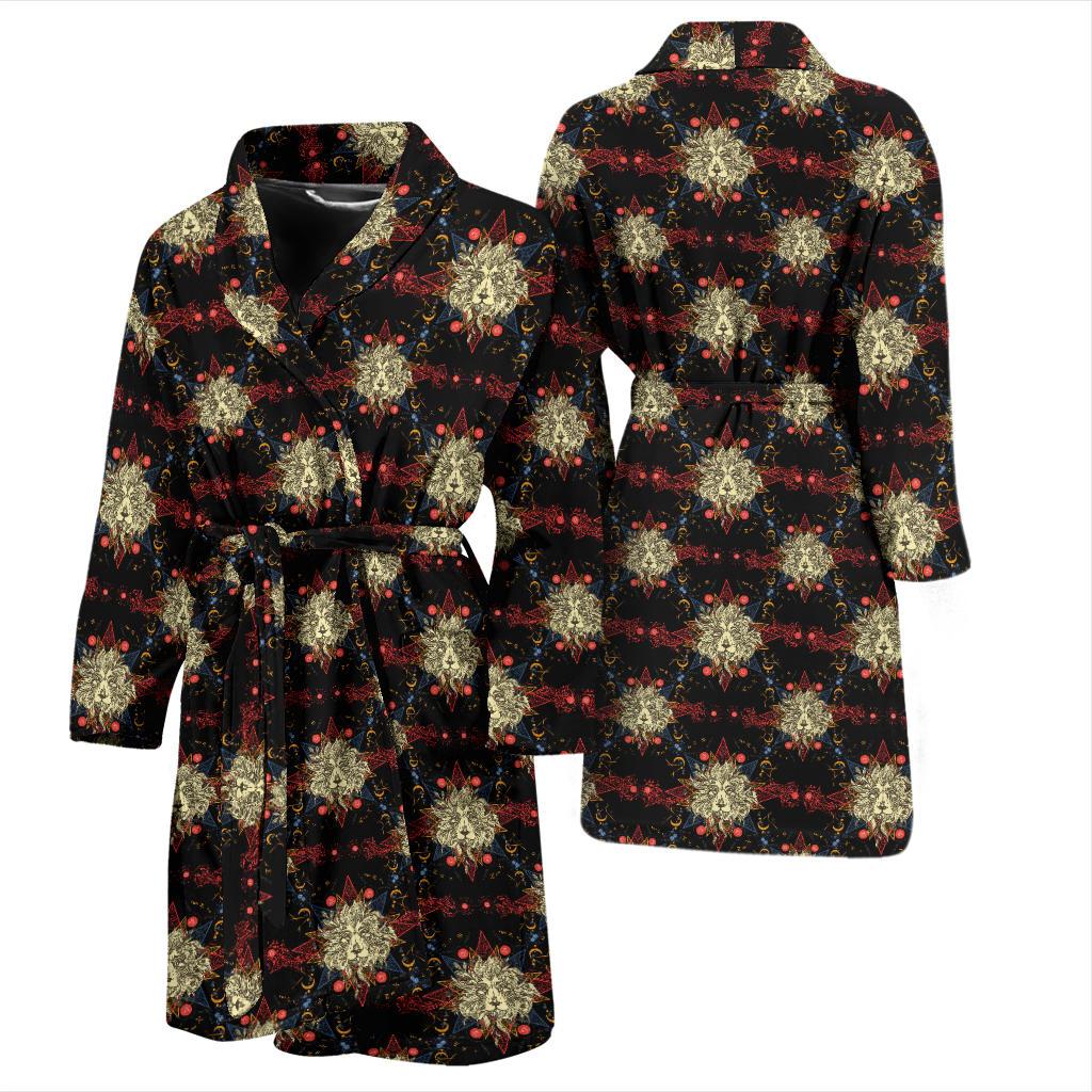 Zodiac Leo Pattern Design Print Men Bath Robe-JTAMIGO.COM