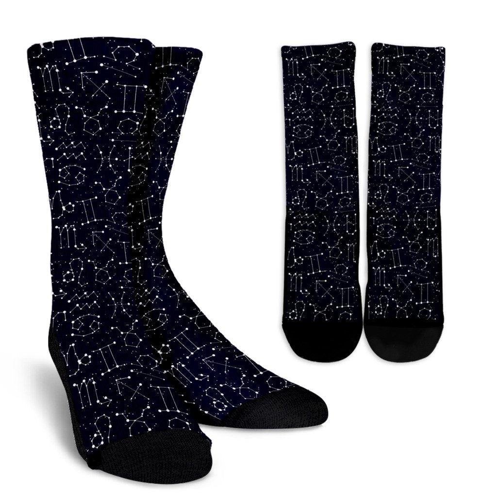 Zodiac Pattern Design Print Crew Socks