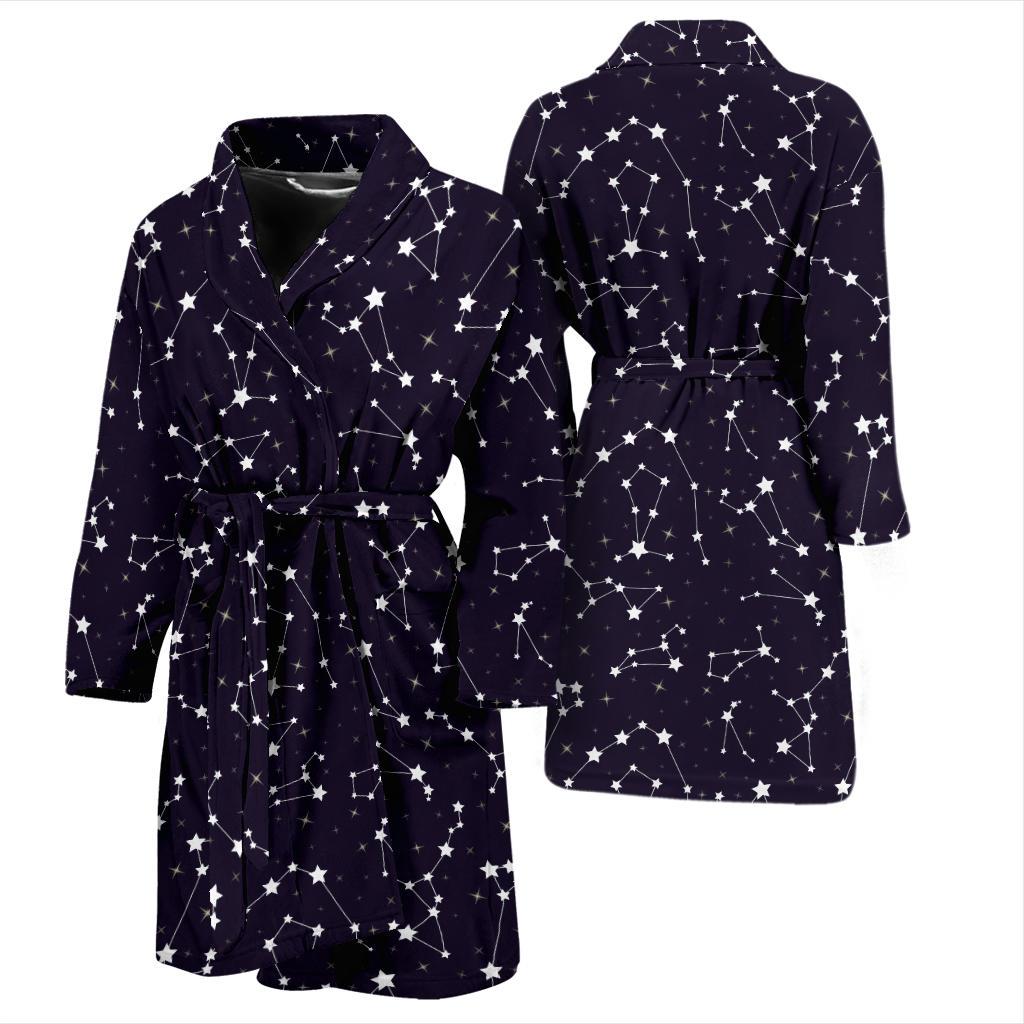 Zodiac Star Pattern Design Print Men Bath Robe-JTAMIGO.COM