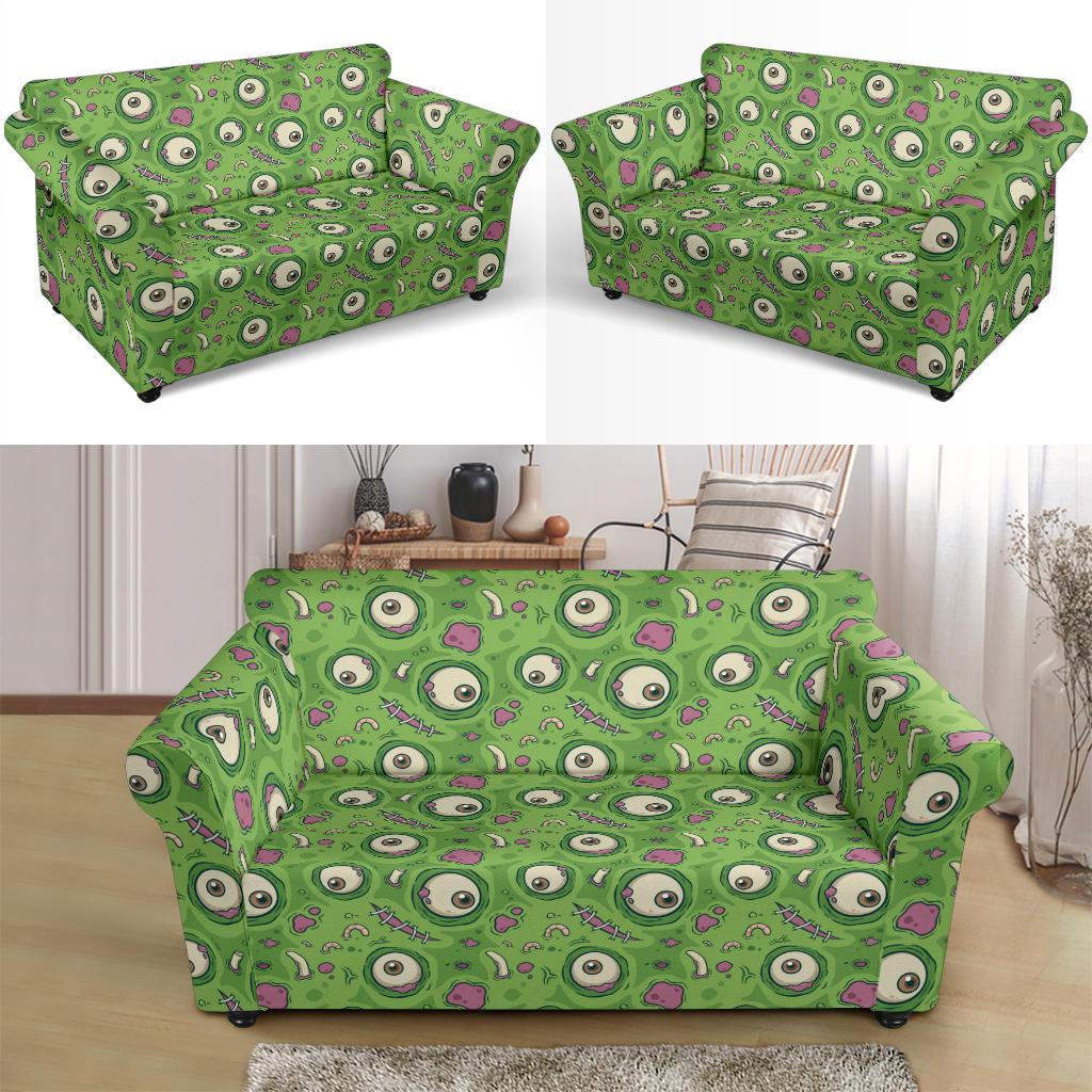 Zombie Eyes Design Pattern Print Loveseat Slipcover-JTAMIGO.COM