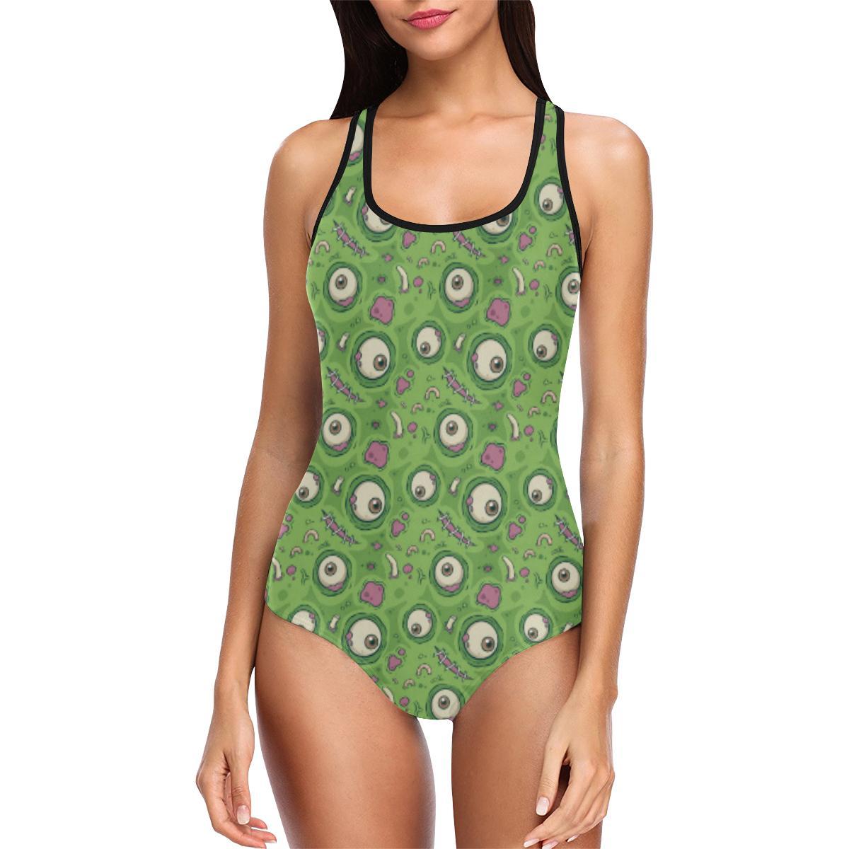 Zombie Eyes Design Pattern Print One Piece Swimsuit-JTAMIGO.COM