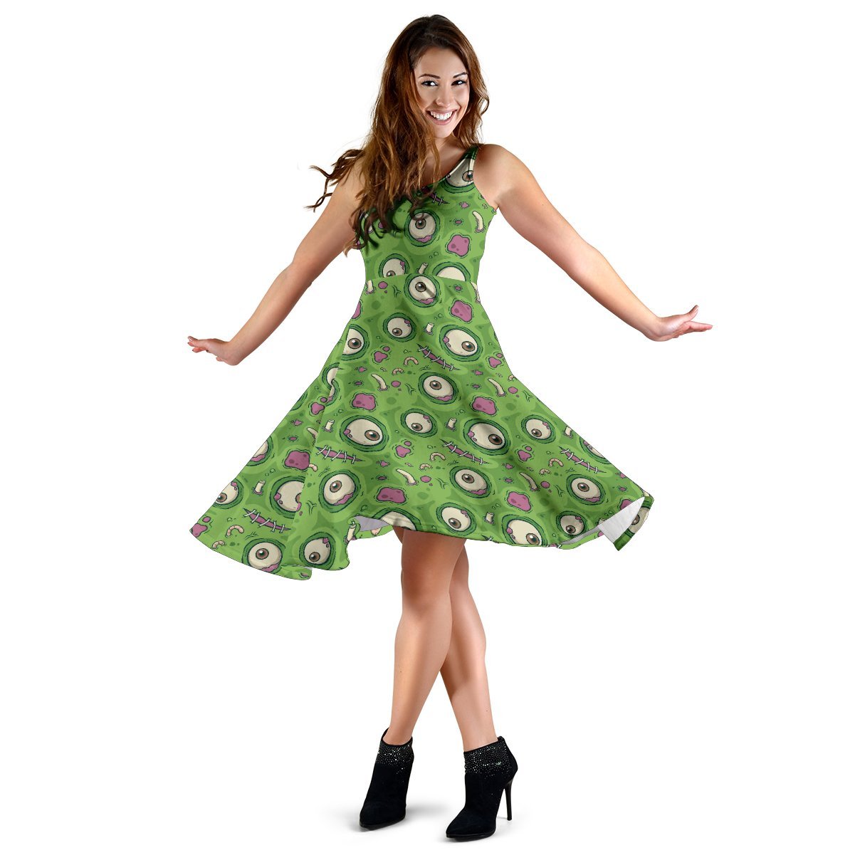 Zombie Eyes Design Pattern Print Sleeveless Dress