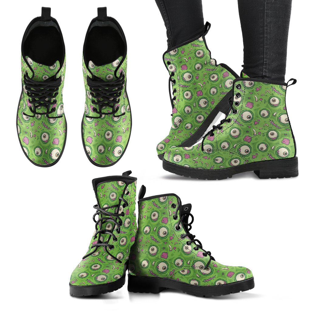Zombie Eyes Design Pattern Print Women Leather Boots-JTAMIGO.COM