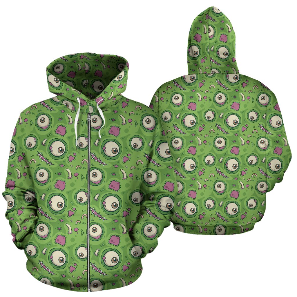 Zombie Eyes Design Pattern Print Zip Up Hoodie